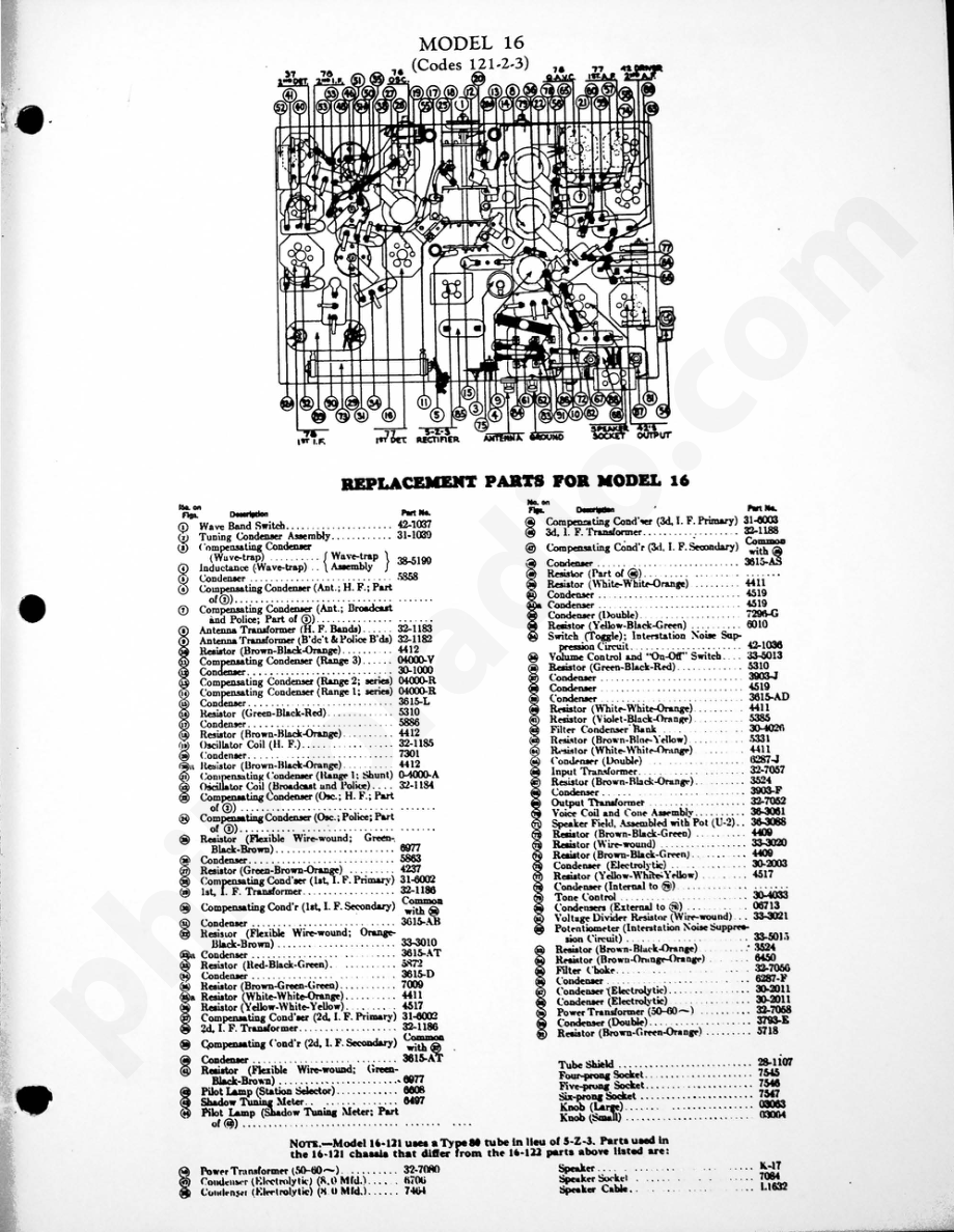 philco Model 16 (121, 122, 123) 维修电路原理图.pdf_第2页