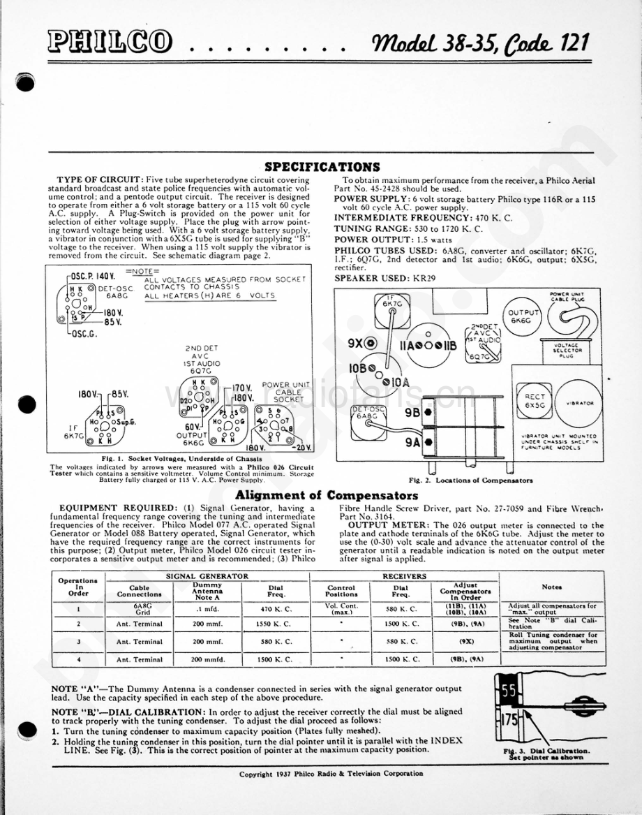 philco Model 38-35 (121) 维修电路原理图.pdf_第1页