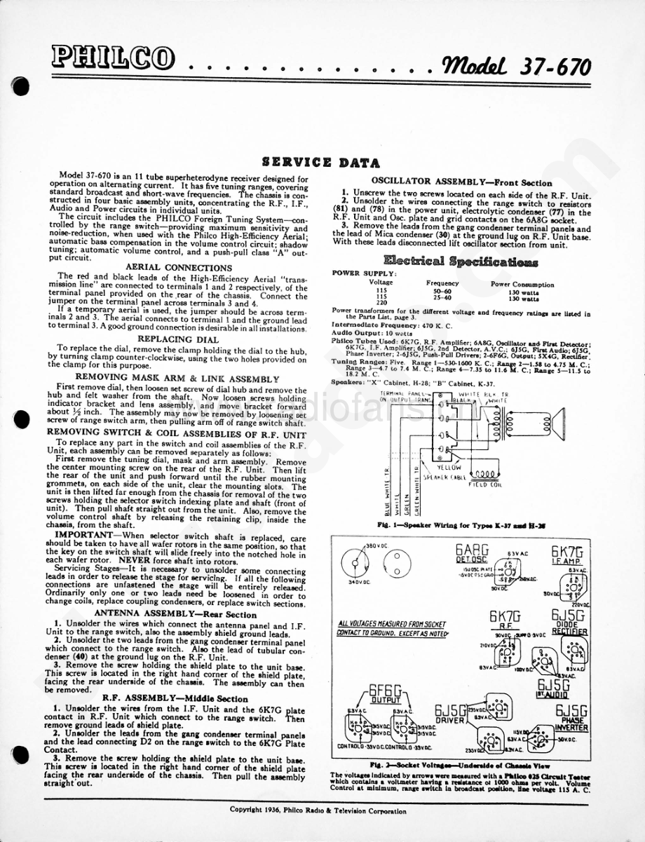 philco Model 37-670 维修电路原理图.pdf_第1页