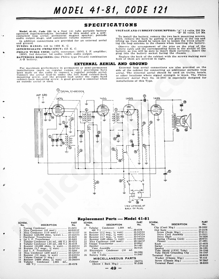 philco Model 41-100维修电路原理图.pdf_第1页