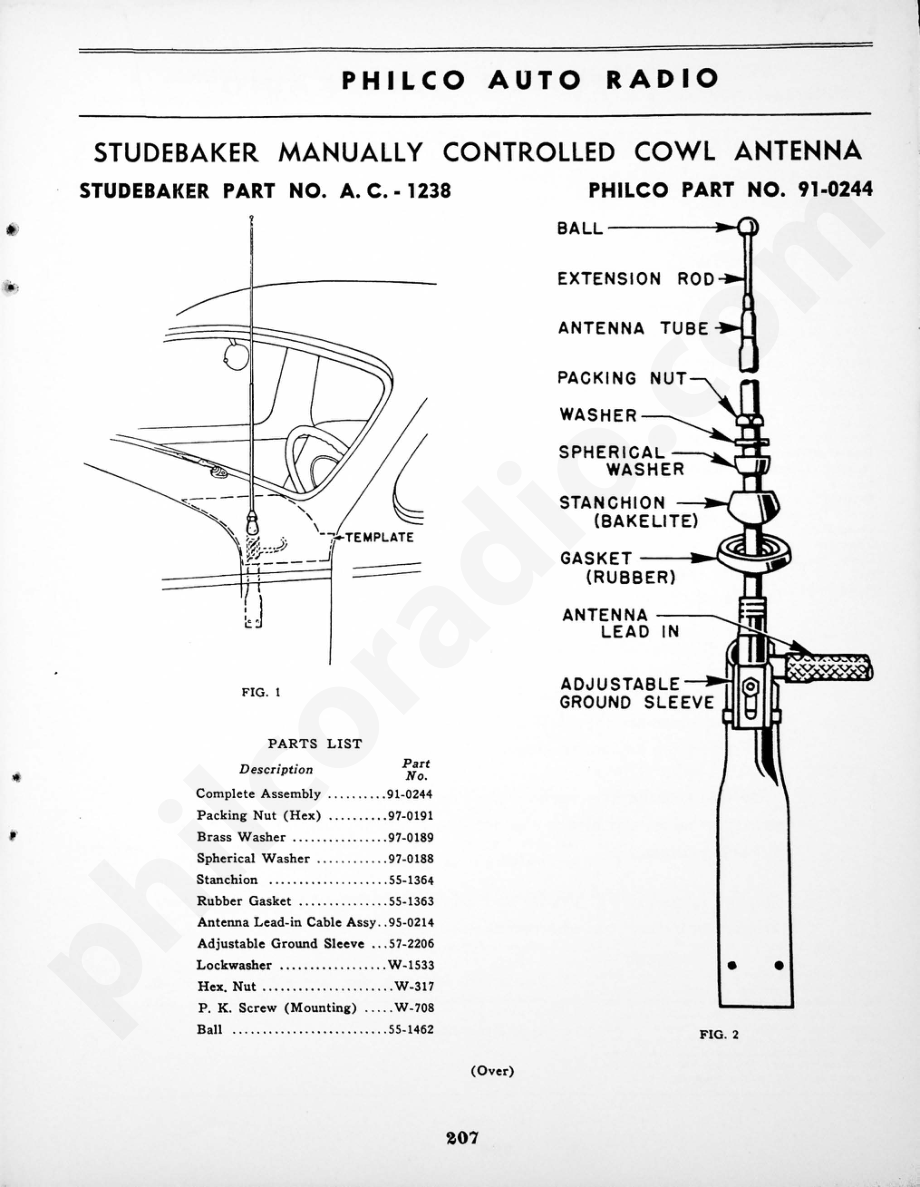 philco Studebaker Manually Controlled Cowl Antenna 维修电路原理图.pdf_第1页
