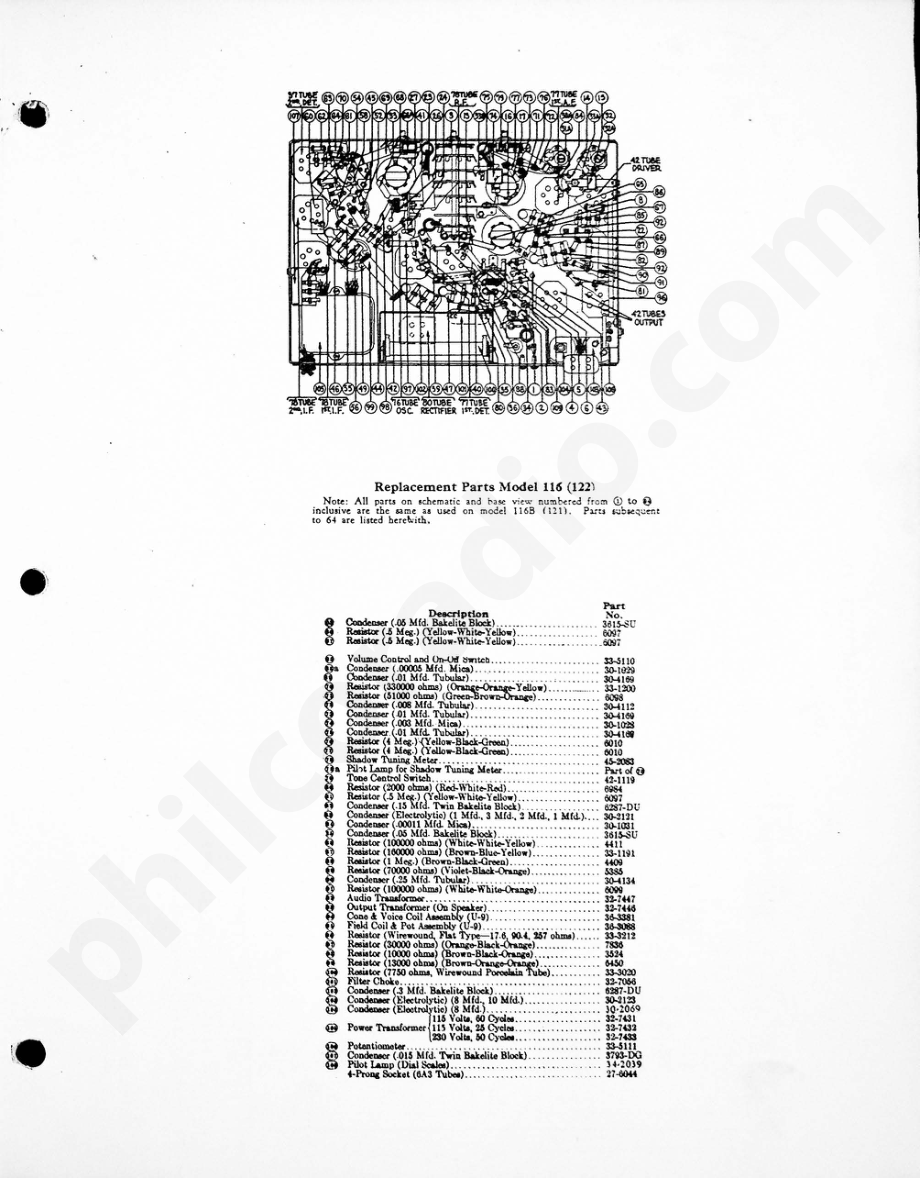 philco Model 116-X (122) 电路原理图.pdf_第2页