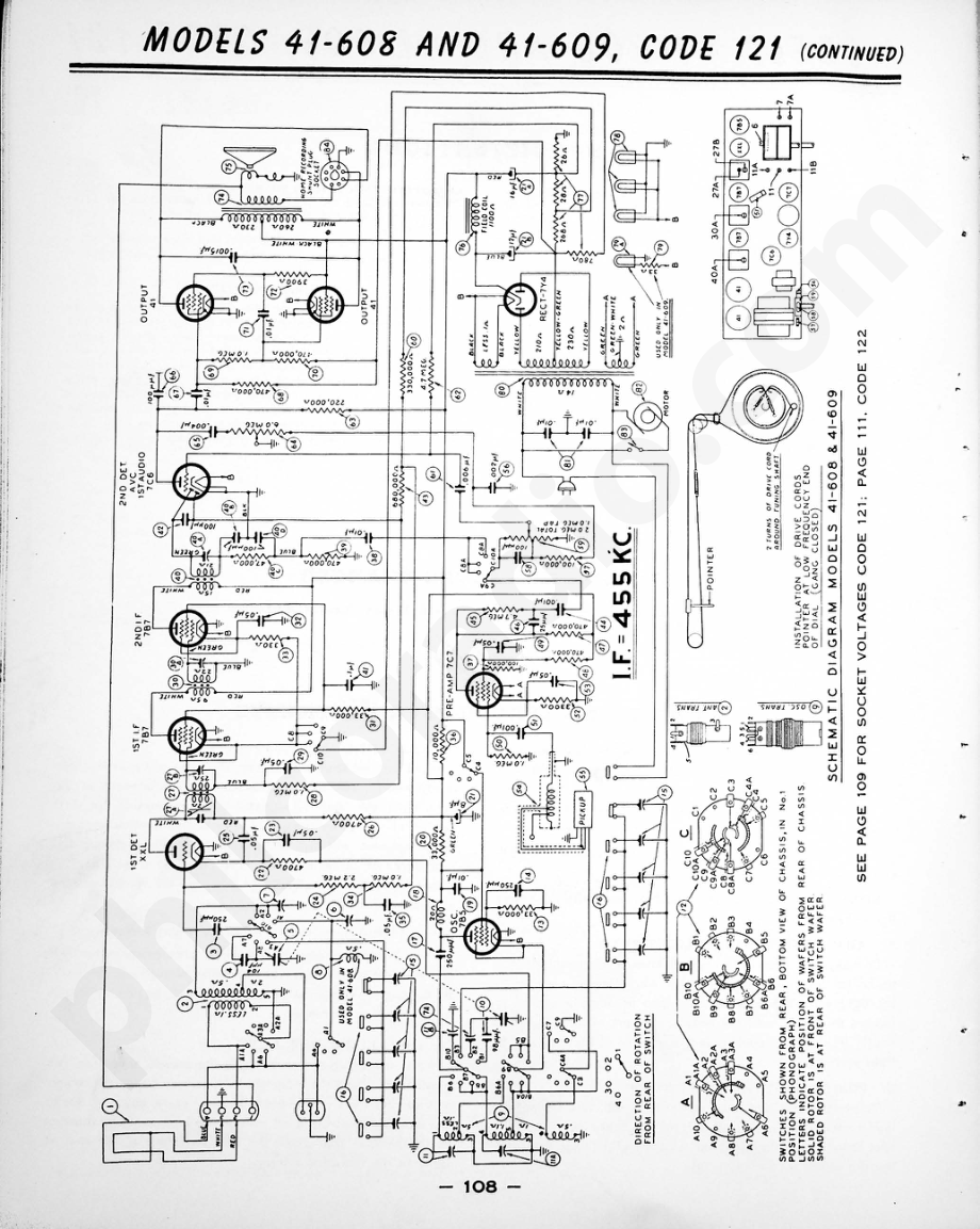 philco Radio-Phonograph Model 41-629, Code 121维修电路原理图.pdf_第2页