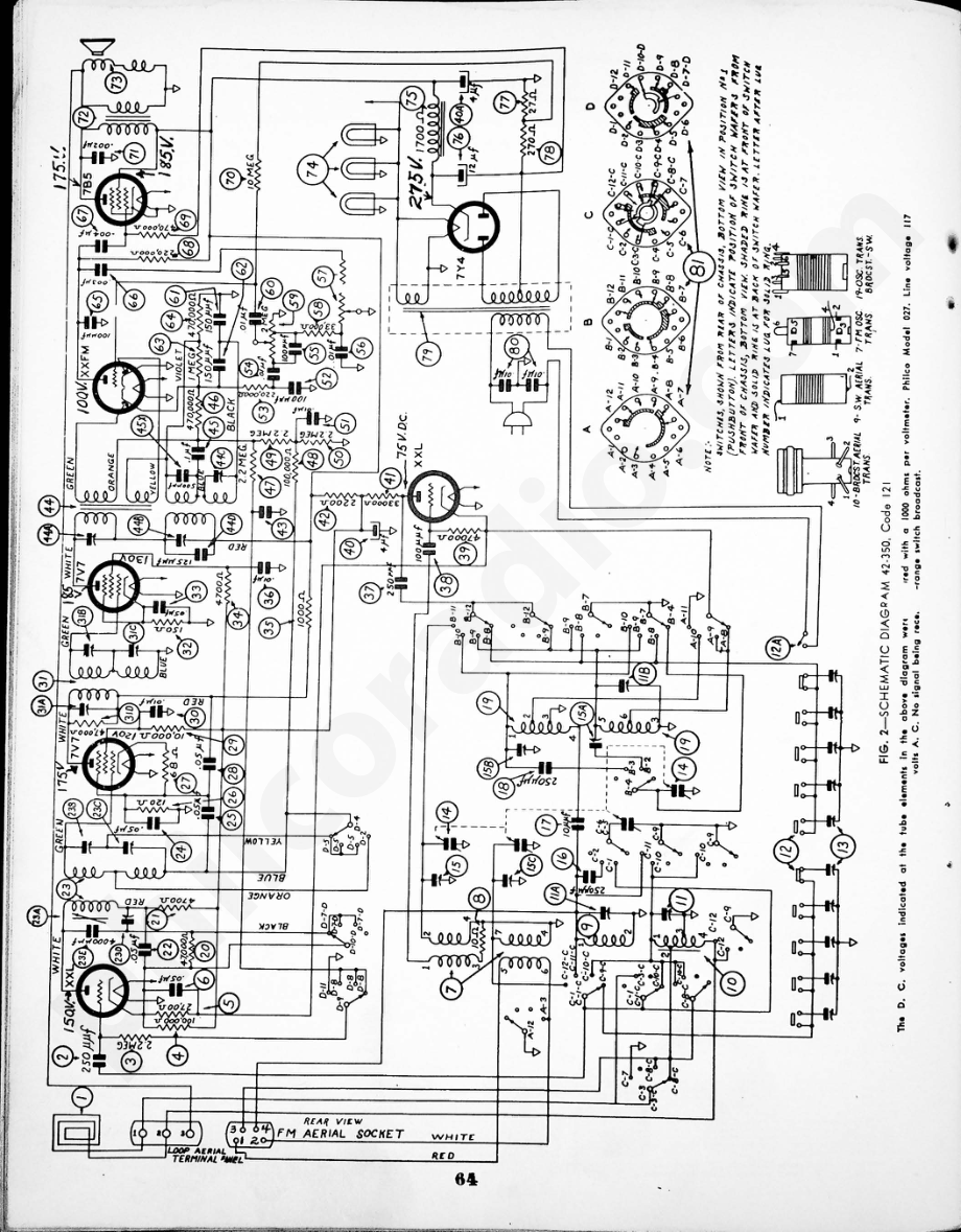 philco Frequency Modulation Model 42-350, Code 121 维修电路原理图.pdf_第2页