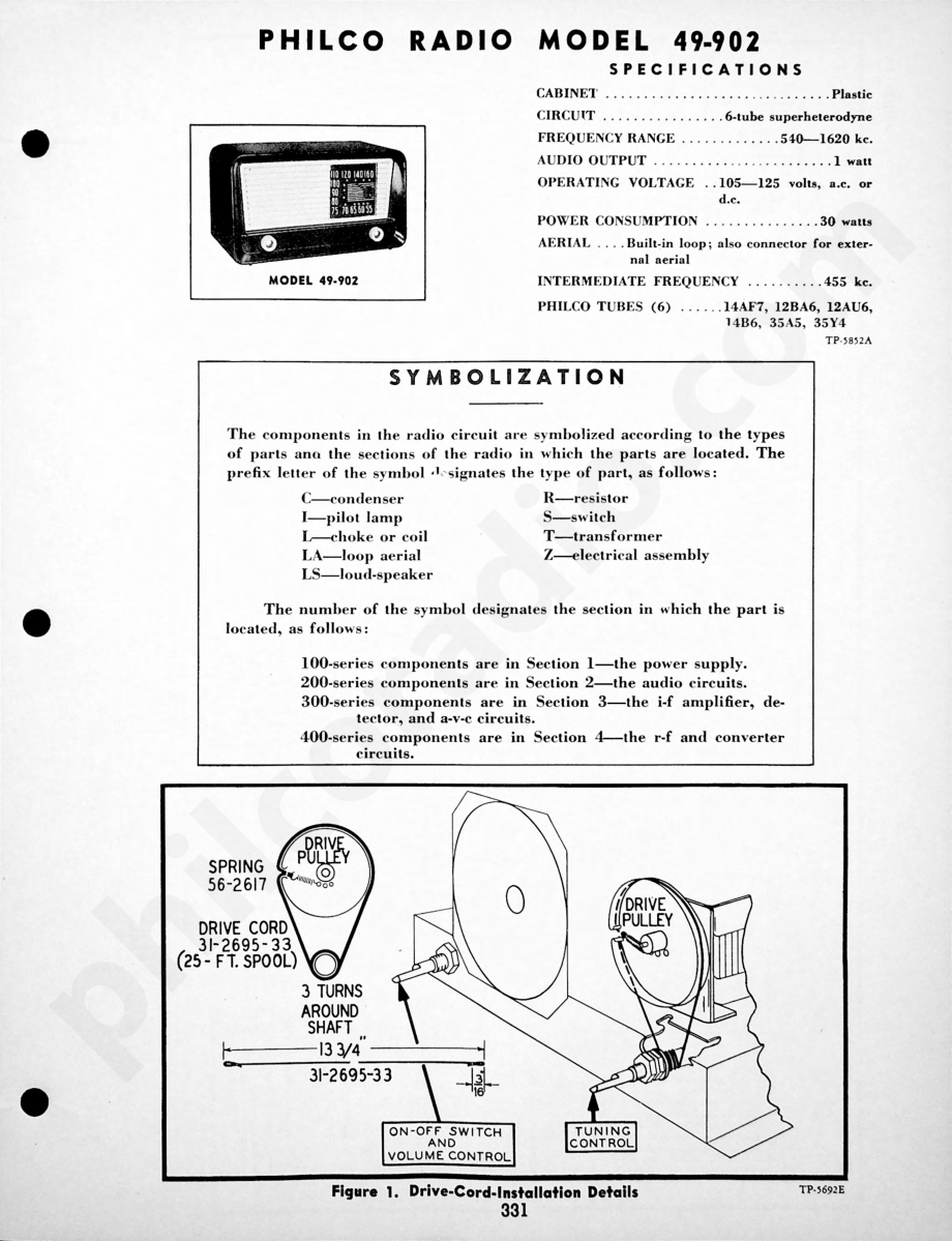 Philco Radio Model 49-1100维修电路原理图.pdf_第1页