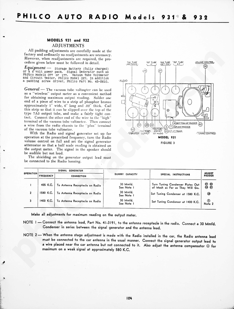 Philco Auto Radio Models 931 & 932 维修电路原理图.pdf_第2页