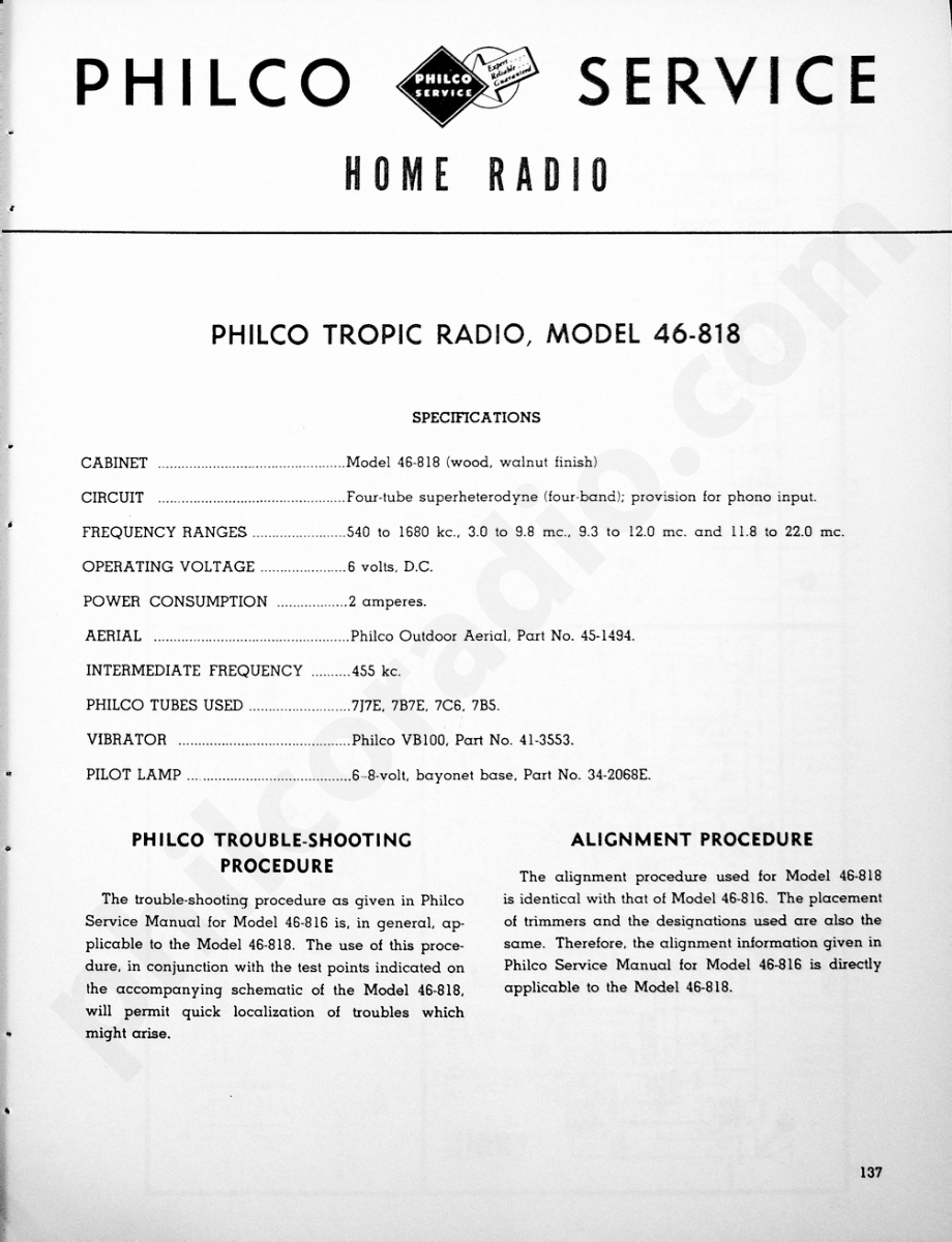 philco Model 46-818维修电路原理图.pdf_第1页
