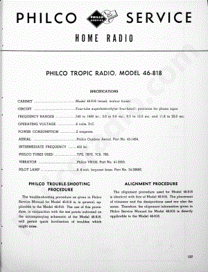 philco Model 46-818维修电路原理图.pdf