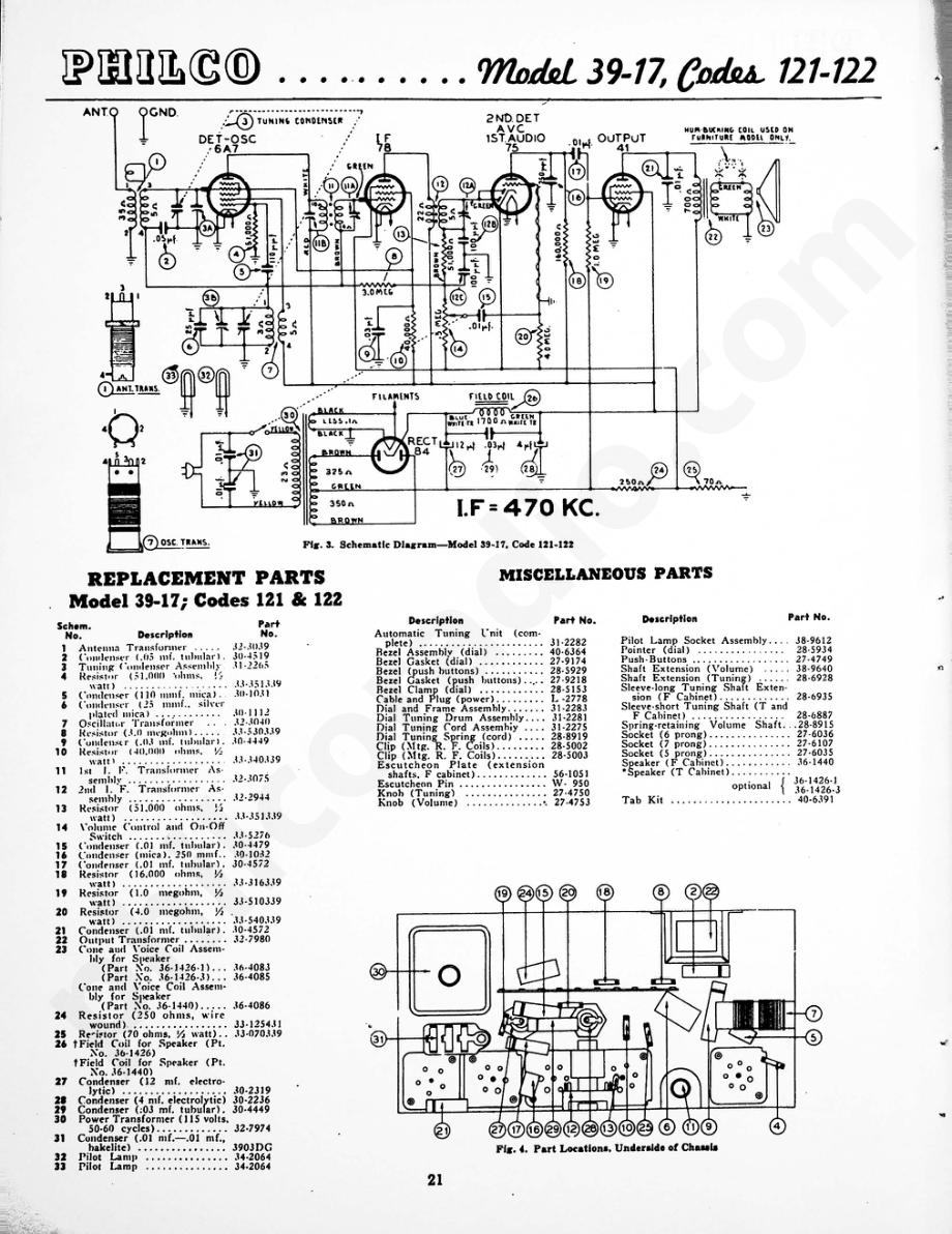 Philco Model 38-17, Codes 121-122 维修电路原理图.pdf_第2页