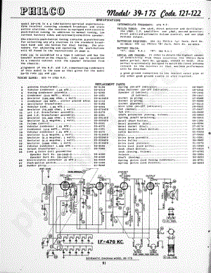 Philco Model 39-175, Code 121-122 维修电路原理图.pdf