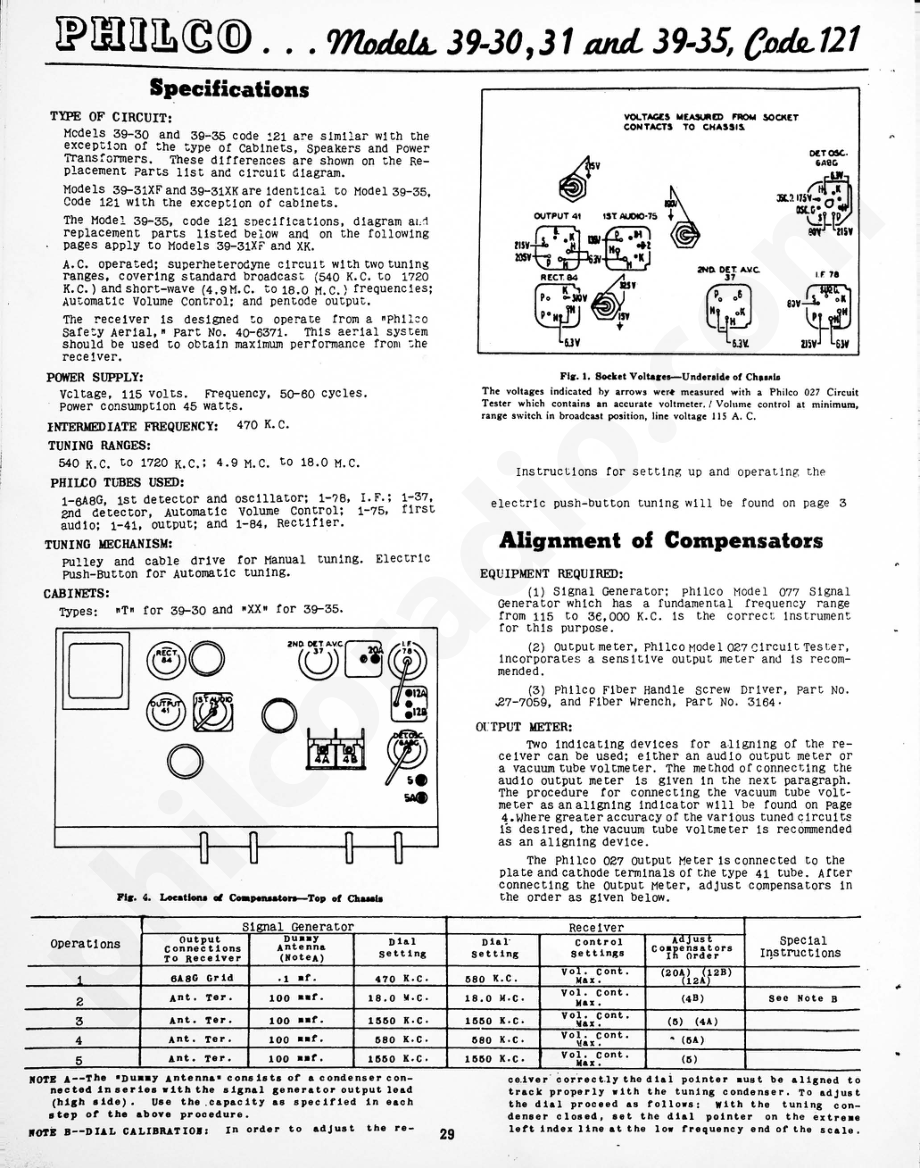 Philco Models 39-30, 39-31 and 39-35, Code 121 维修电路原理图.pdf_第1页