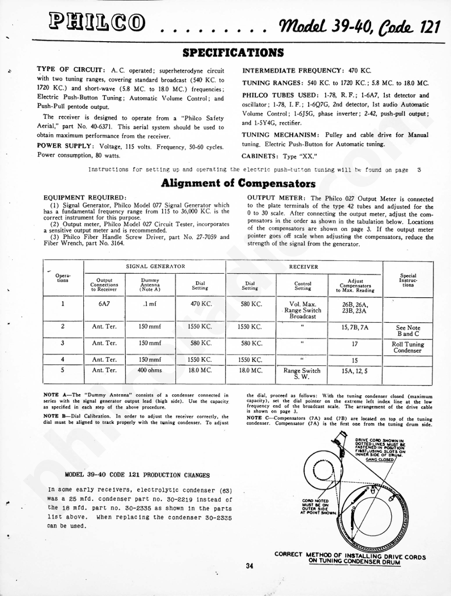 Philco Model 39-40, Code 121 维修电路原理图.pdf_第1页