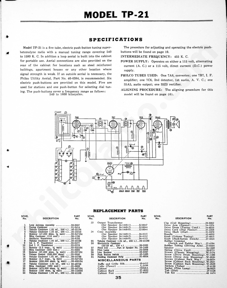 philco Model S-1622 维修电路原理图.pdf_第1页