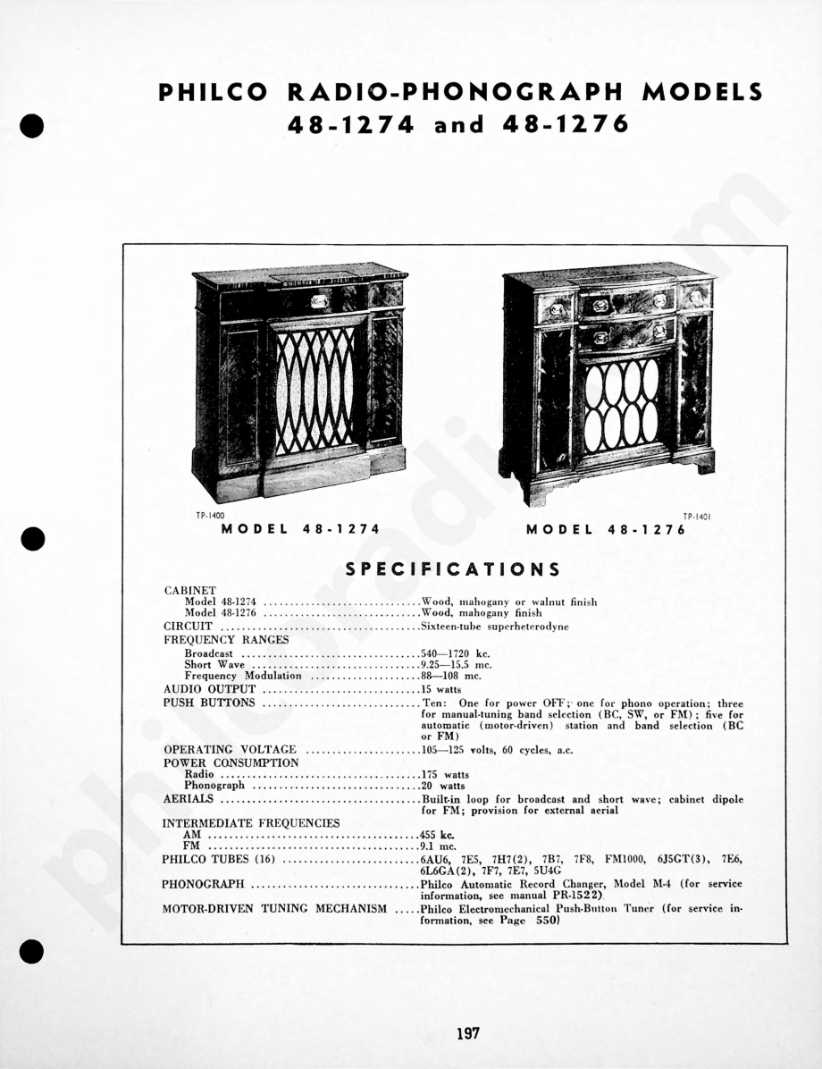 Philco-Tropic Radio-Phonograph Model 48-1805维修电路原理图.pdf_第1页