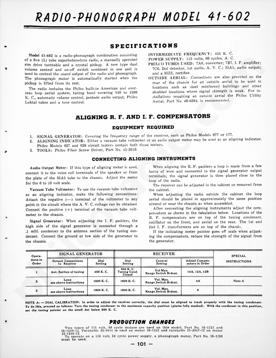 philco Phonograph Model 41-620维修电路原理图.pdf_第1页