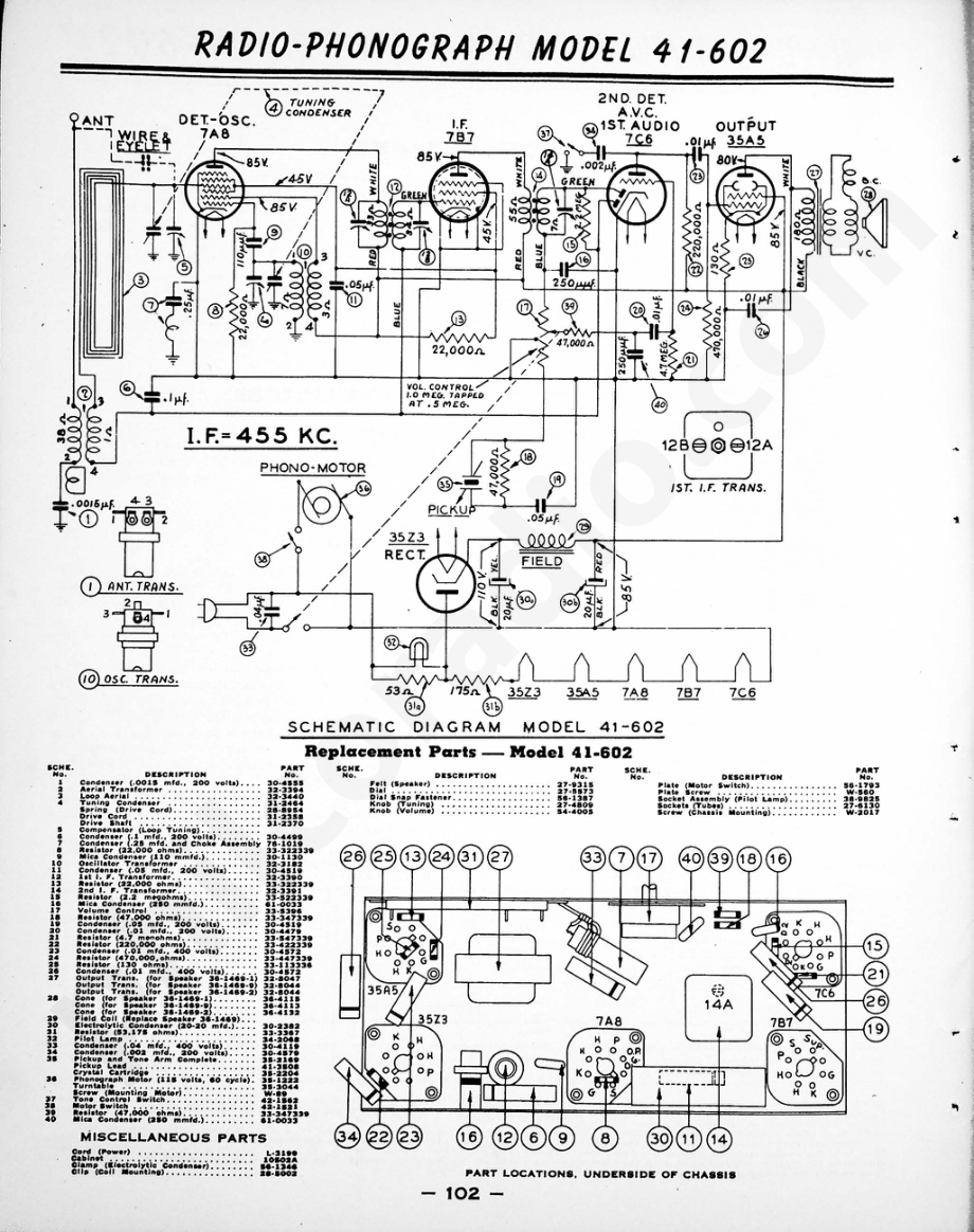 philco Phonograph Model 41-620维修电路原理图.pdf_第2页