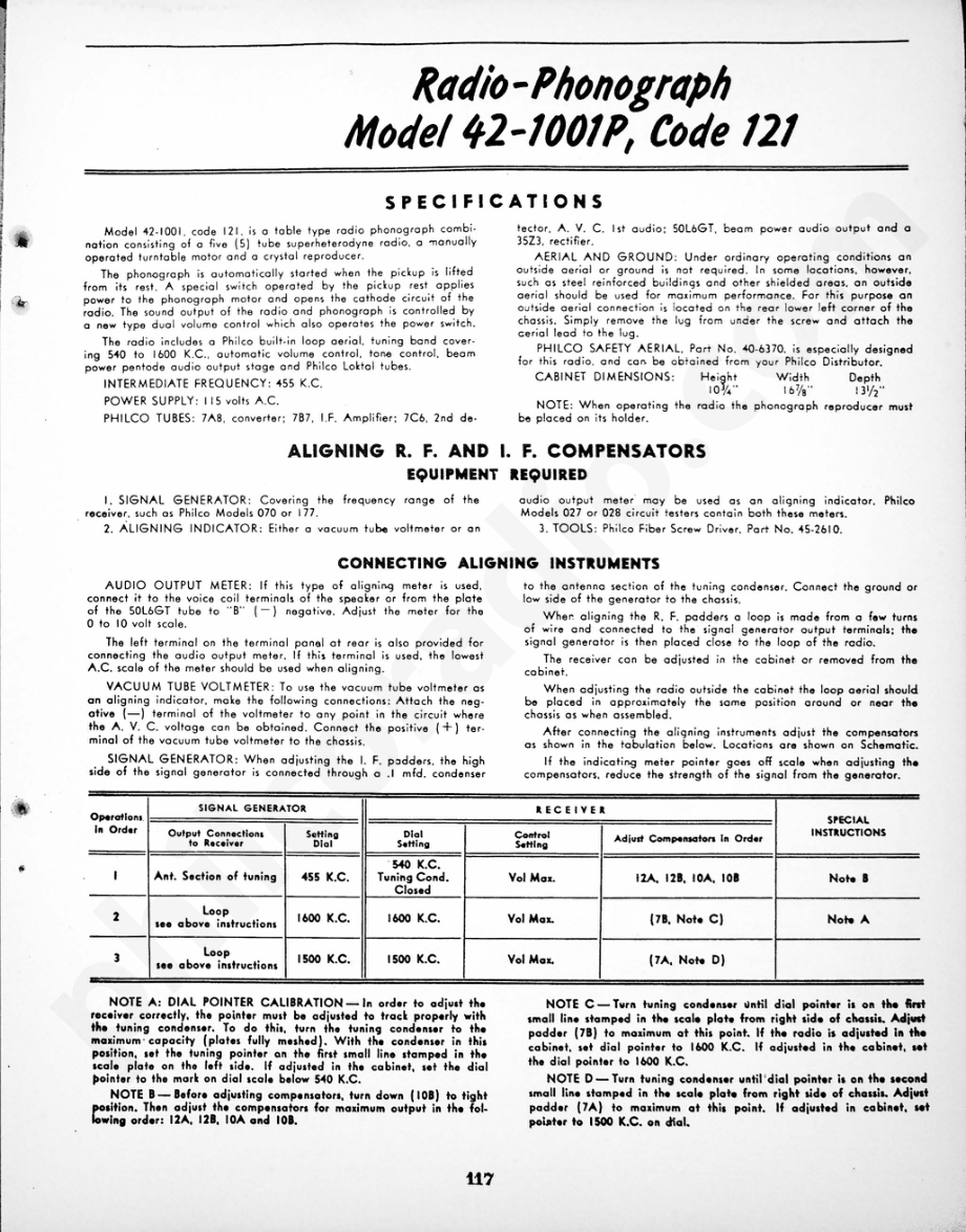 philco Radio-Phonograph Model 42-1001P, Code 122 维修电路原理图.pdf_第3页