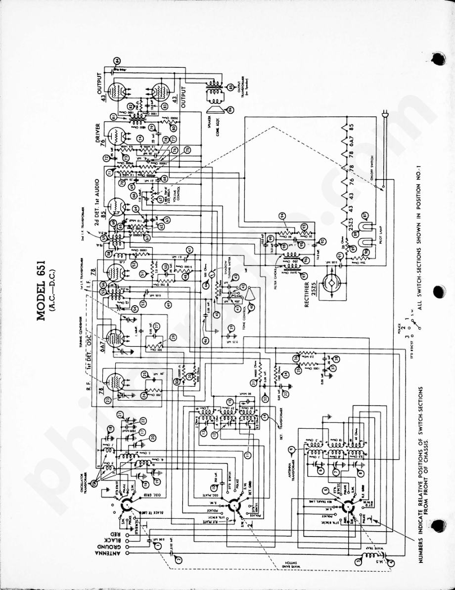 philco Model 651 (A.C. – D.C 电路原理图.pdf_第1页
