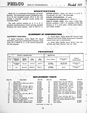 Philco Radio Phonograph Model 101 维修电路原理图.pdf