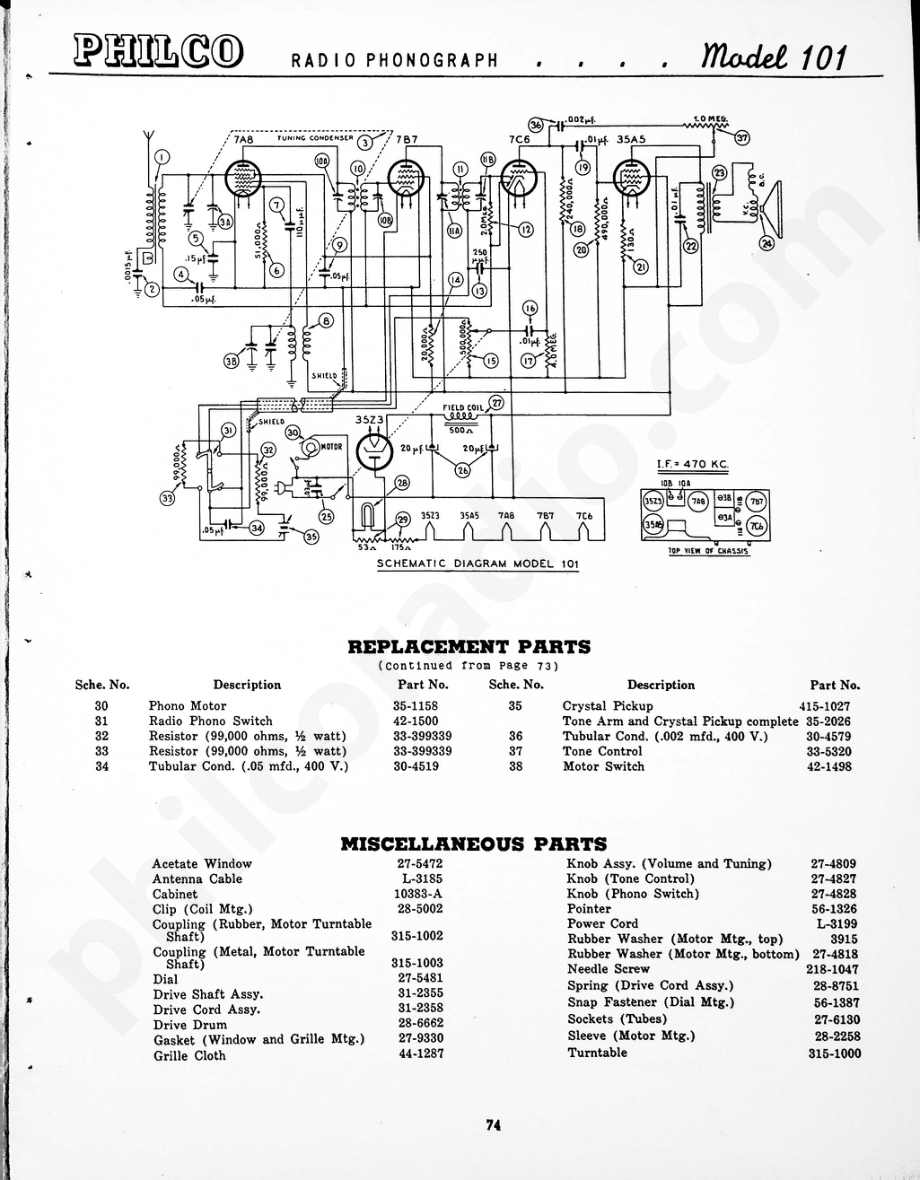 Philco Radio Phonograph Model 101 维修电路原理图.pdf_第2页