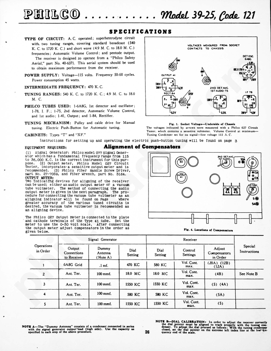 Philco Model 39-25, Code 121 维修电路原理图.pdf_第1页