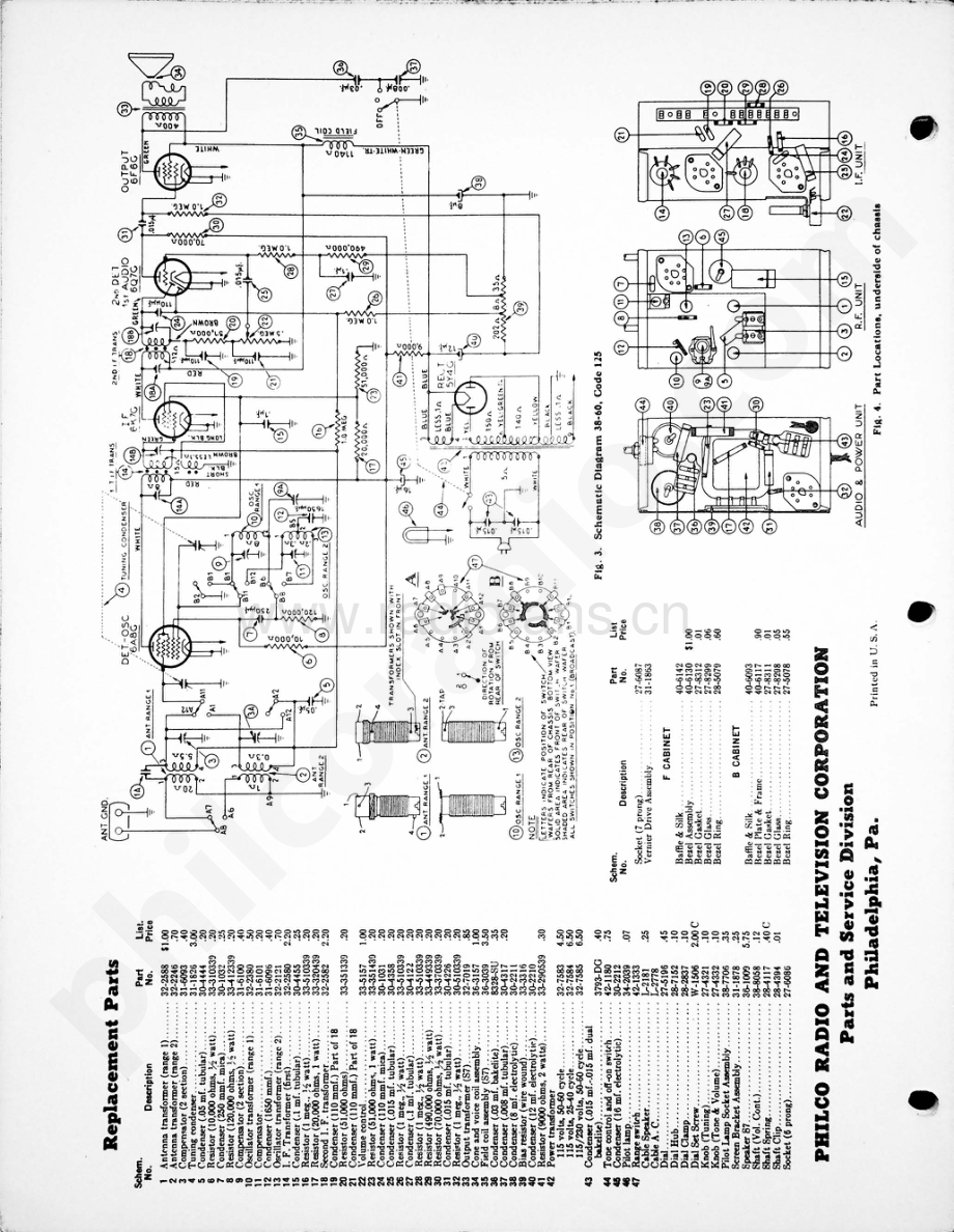 philco Model 38-60 (125) 维修电路原理图.pdf_第2页