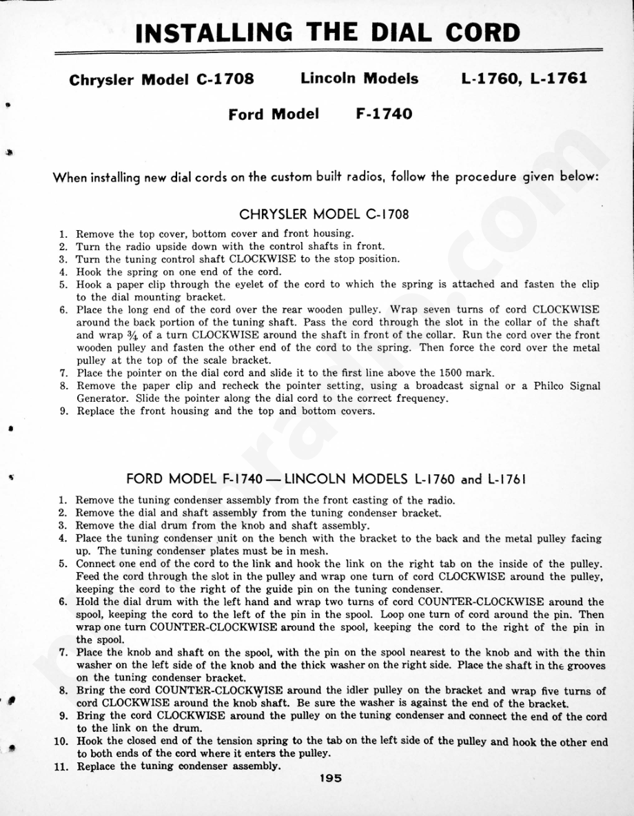 philco Chrysler and Desoto Control – Model C-1550 维修电路原理图.pdf_第1页