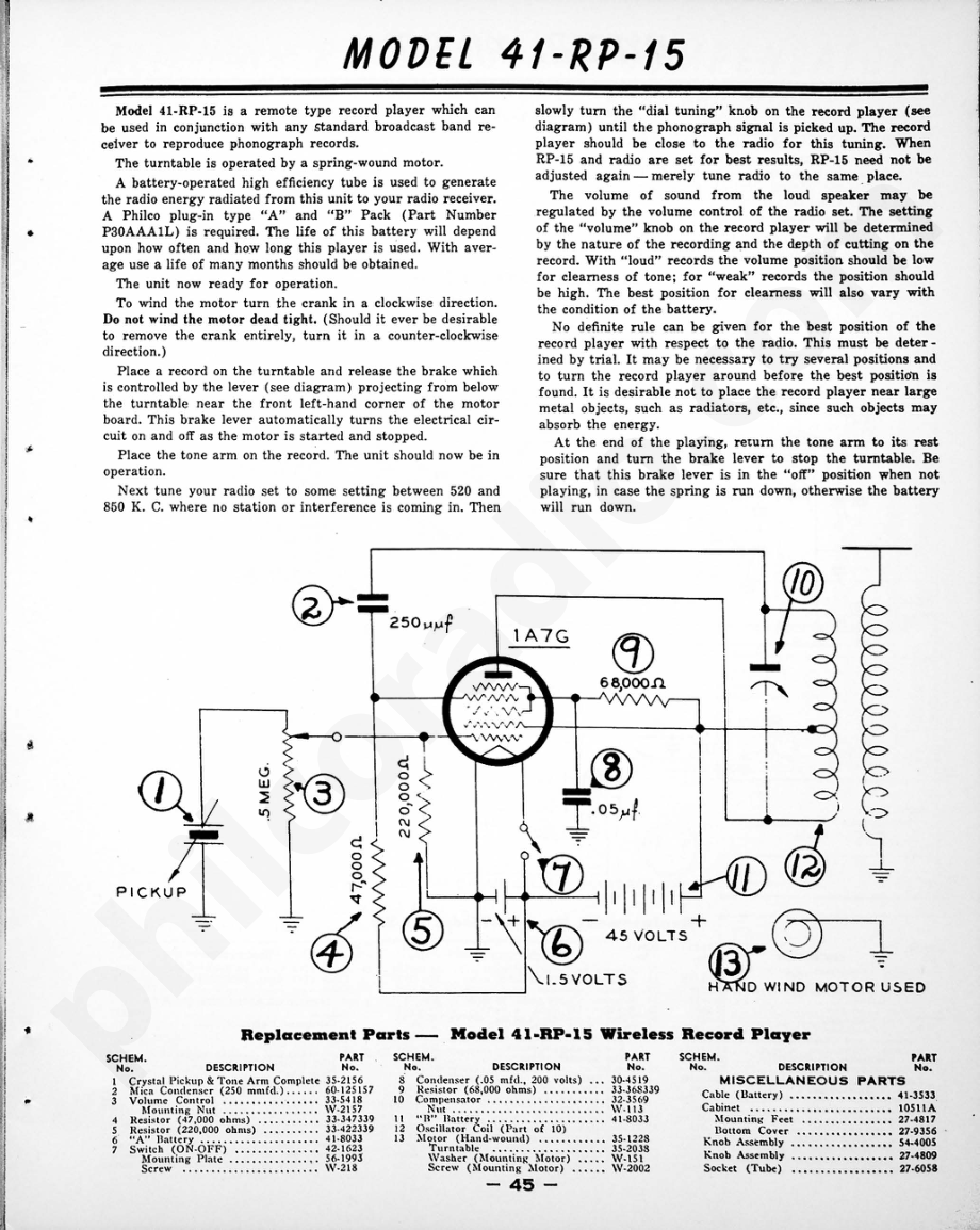 philco Model 41-84, Codes 121 and 122维修电路原理图.pdf_第1页