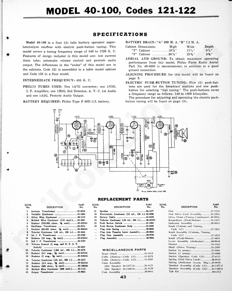 philco Model S-1722 维修电路原理图.pdf_第1页
