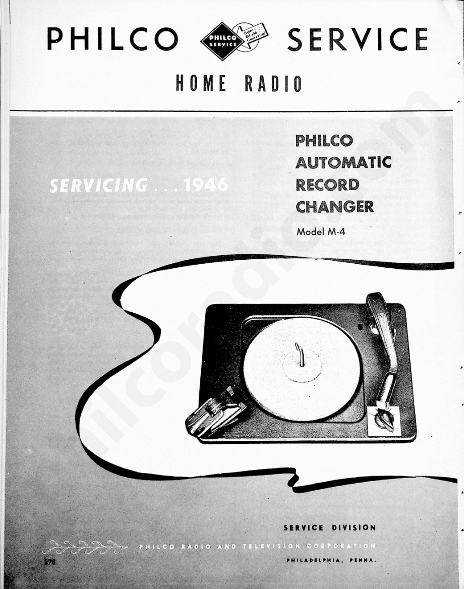 philco Philco Automatic Record Changer Model M-4维修电路原理图.pdf_第1页