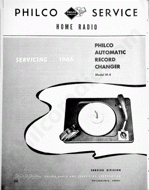 philco Philco Automatic Record Changer Model M-4维修电路原理图.pdf