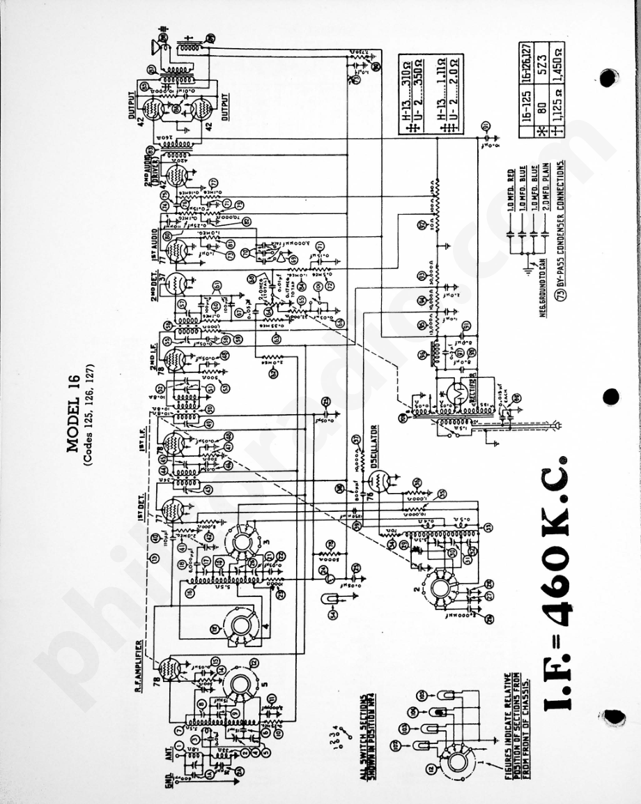 philco Model 16 (125, 126, 127) 维修电路原理图.pdf_第1页