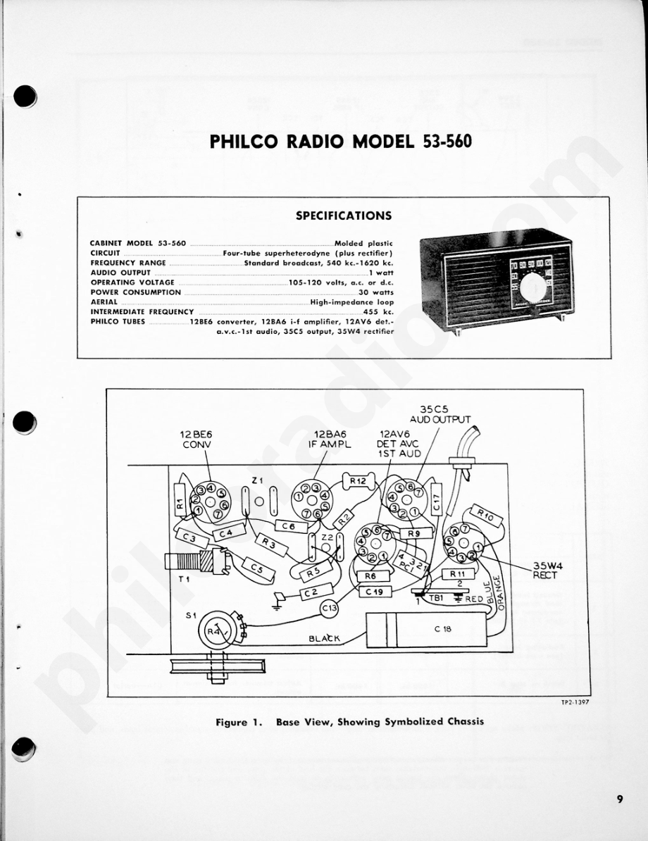 Philco Radio Model 53-560维修电路原理图.pdf_第1页