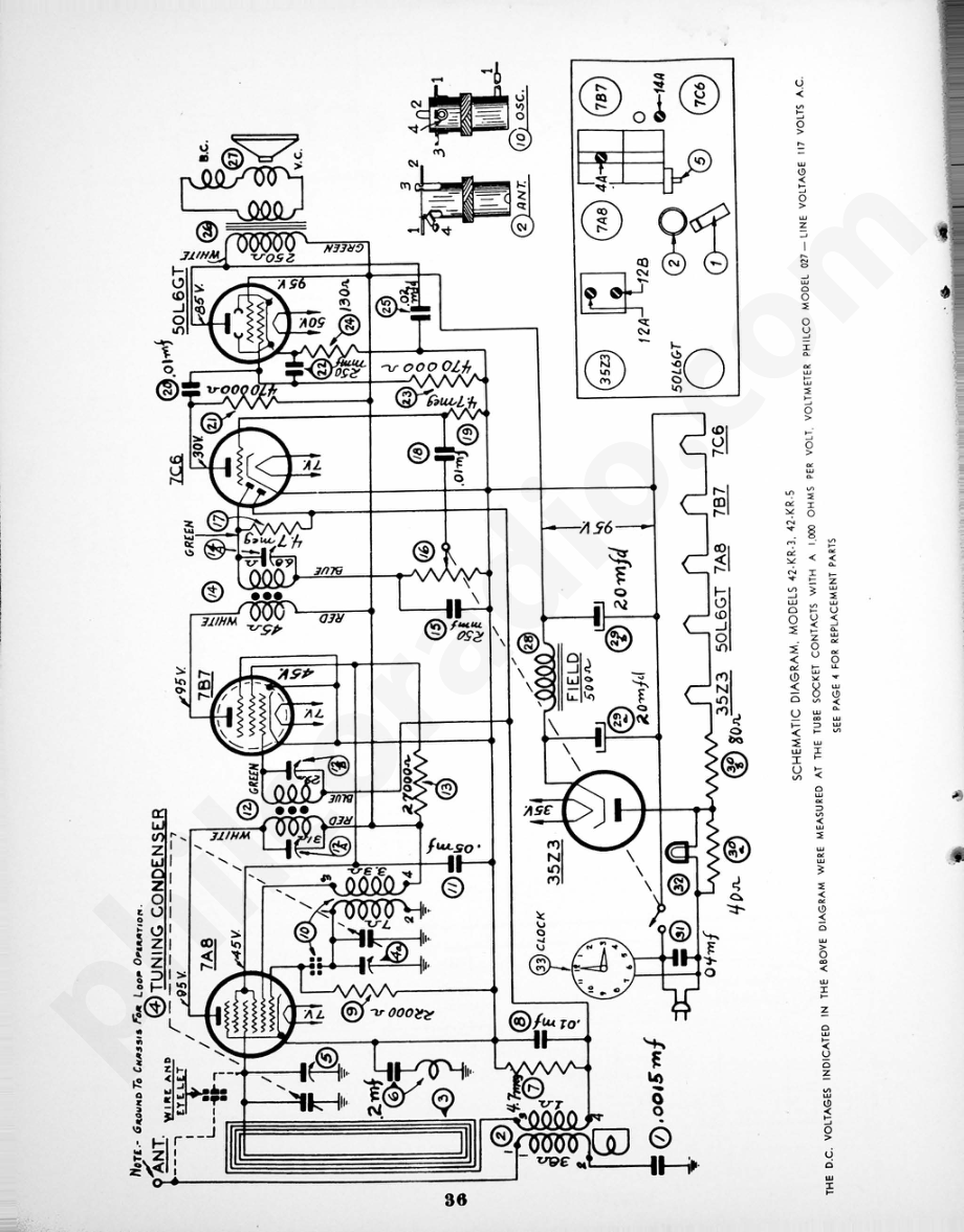 philco Models 42-KR-3; 42-KR-5; 42-22CL 维修电路原理图.pdf_第2页