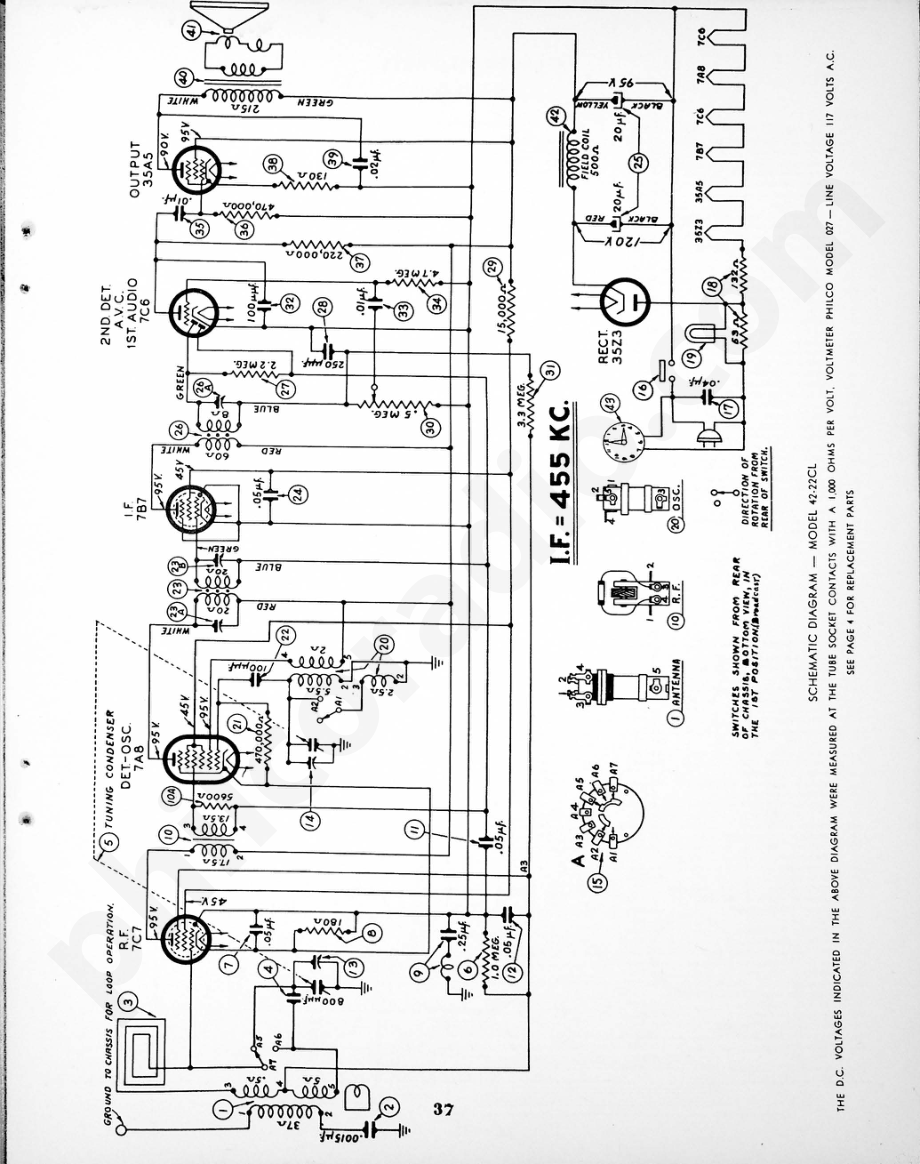philco Models 42-KR-3; 42-KR-5; 42-22CL 维修电路原理图.pdf_第3页
