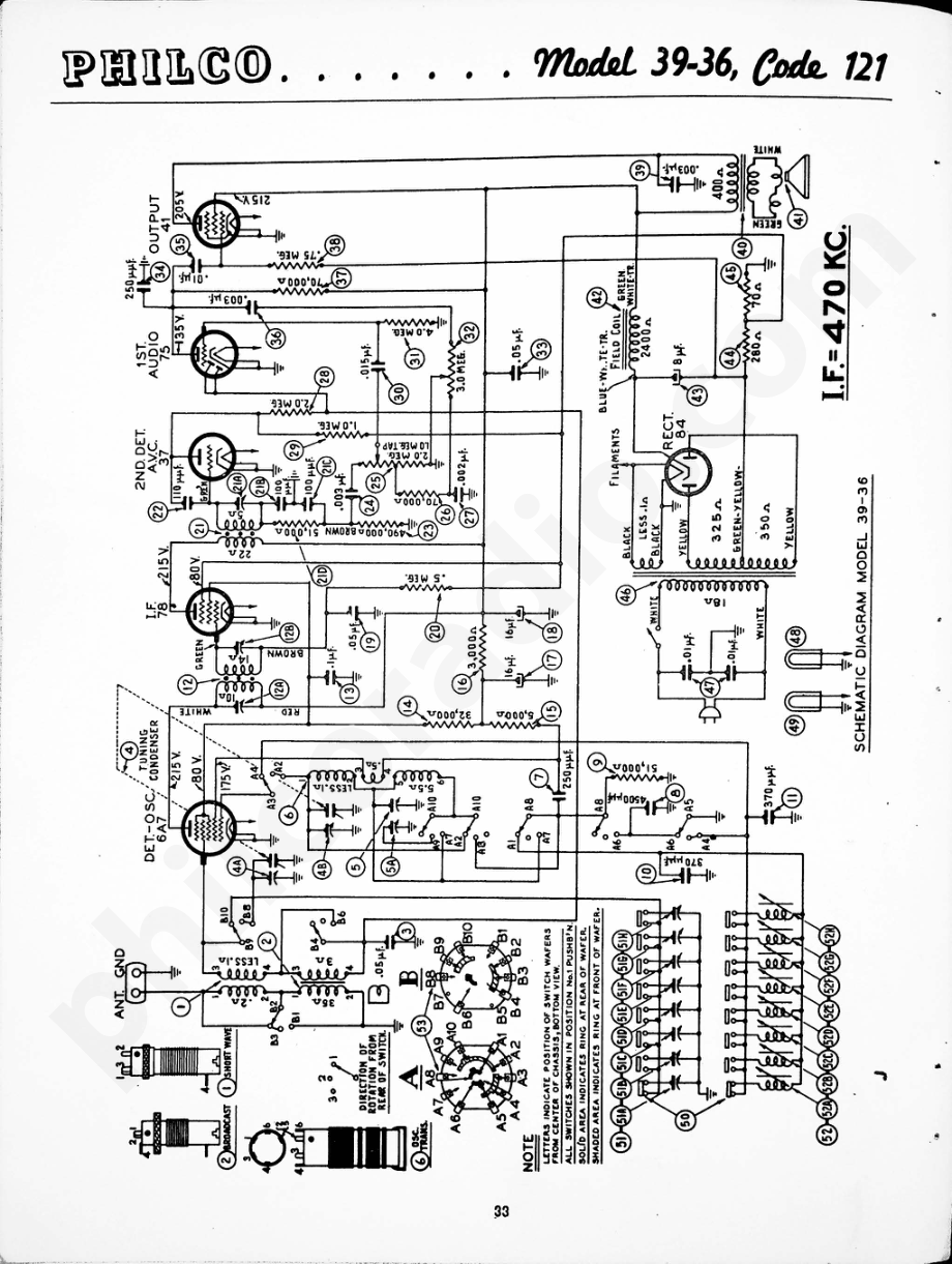 Philco Model 39-36, Code 121 维修电路原理图.pdf_第2页