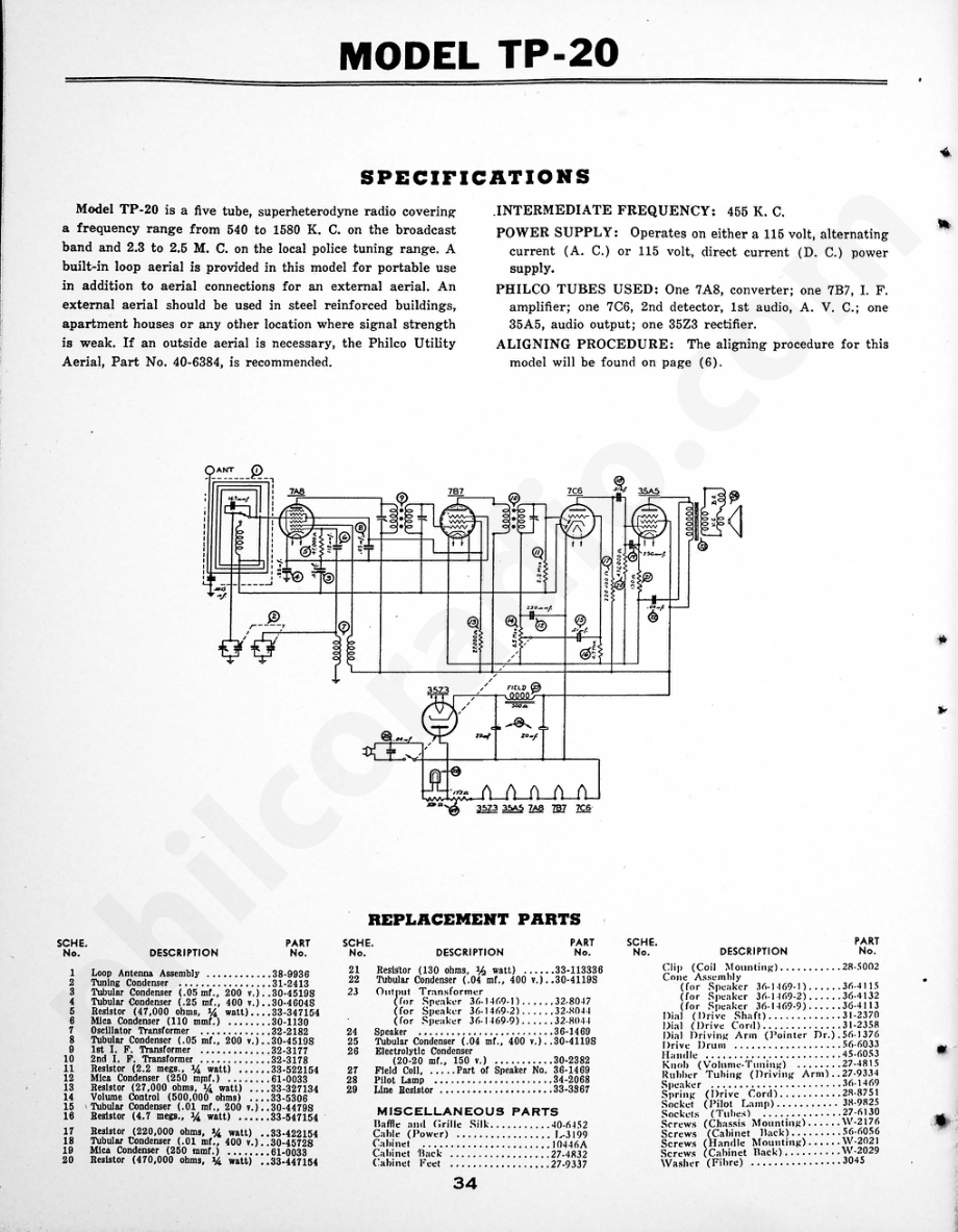 philco Model P-1617 维修电路原理图.pdf_第1页