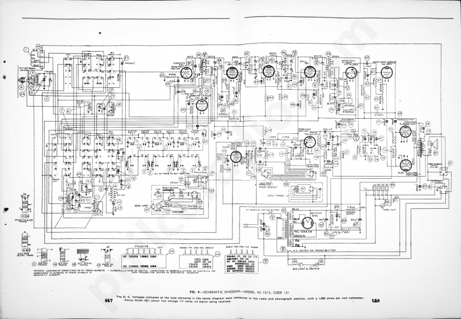 philco Radio-Phonograph Model 42-1015, Code 121 维修电路原理图.pdf_第3页