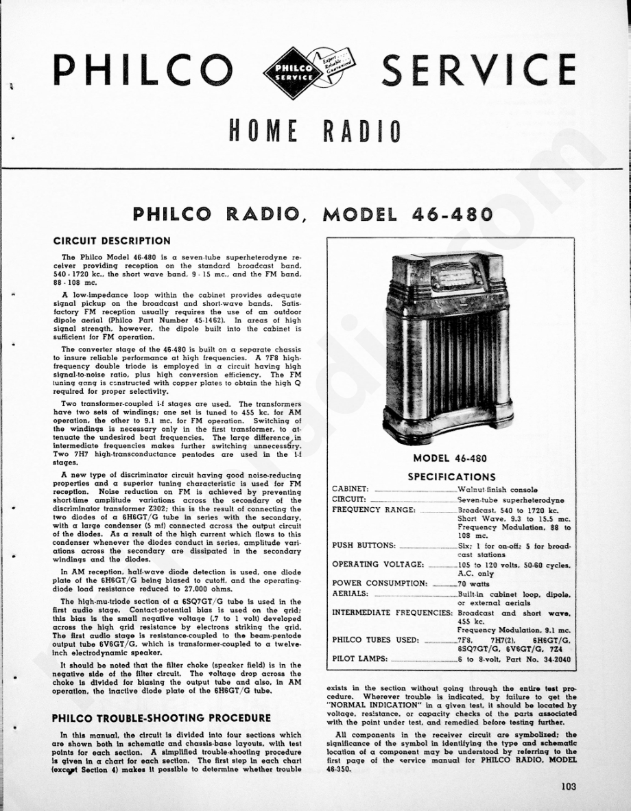 philco Model 46-480维修电路原理图.pdf_第1页