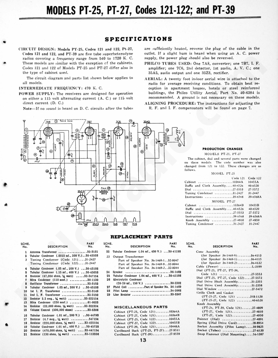 philco Models PT-46 and PT-48 维修电路原理图.pdf_第1页