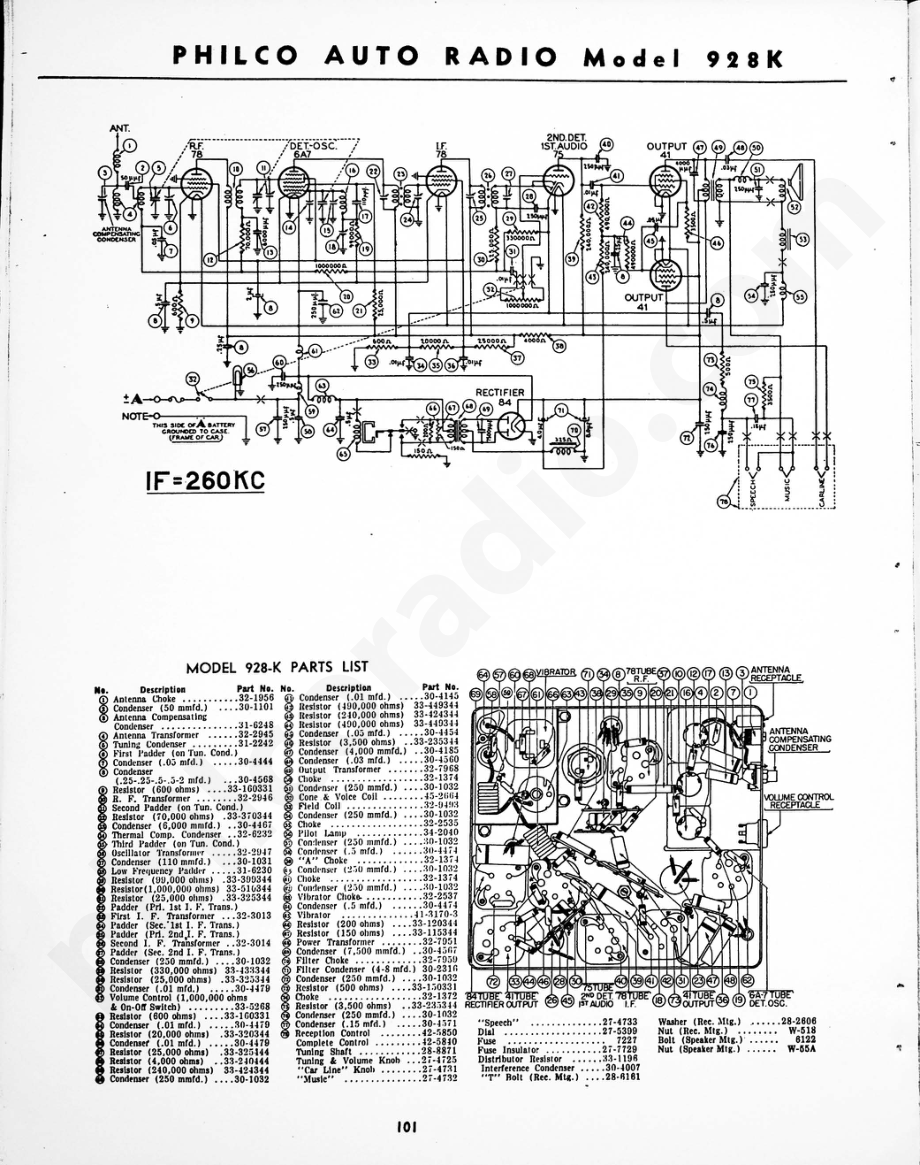 Philco Auto Radio Model 928K 维修电路原理图.pdf_第1页