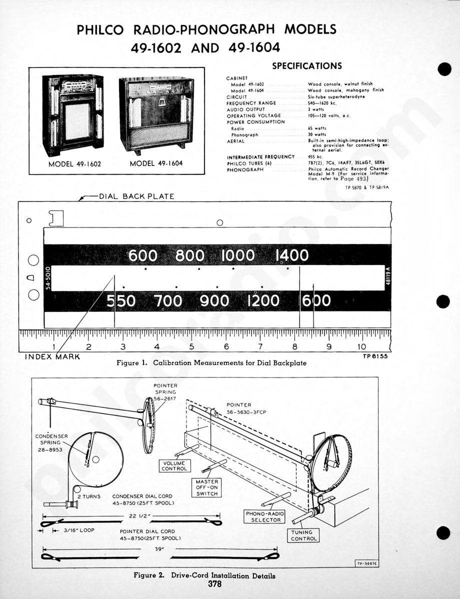 Philco Radio-Phonograph Model 49-1615维修电路原理图.pdf_第1页
