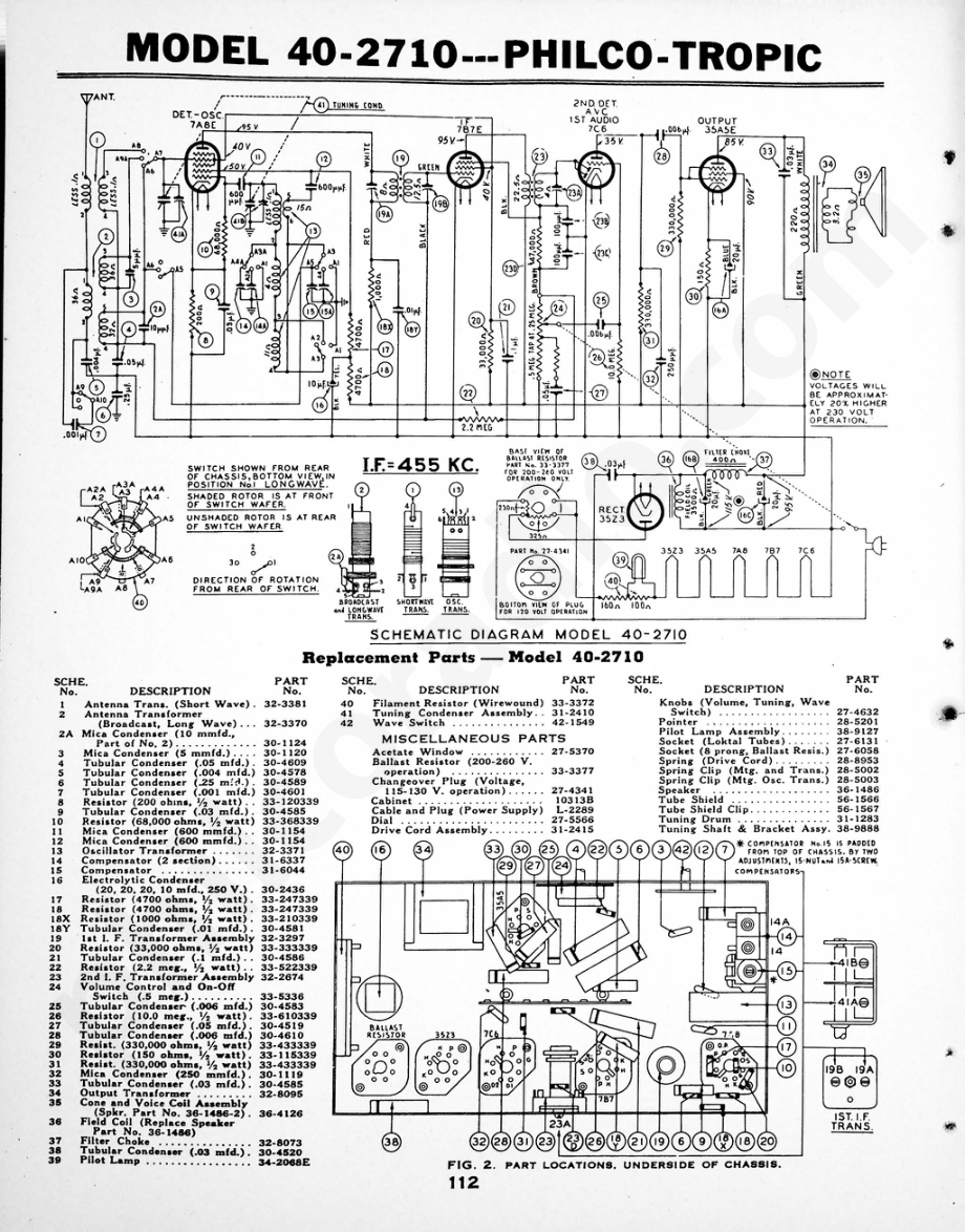philco Aligning Procedure – Model S-1726 维修电路原理图.pdf_第2页