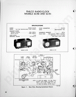 Philco Radio-Clock Models 53-700 and 53-701维修电路原理图.pdf