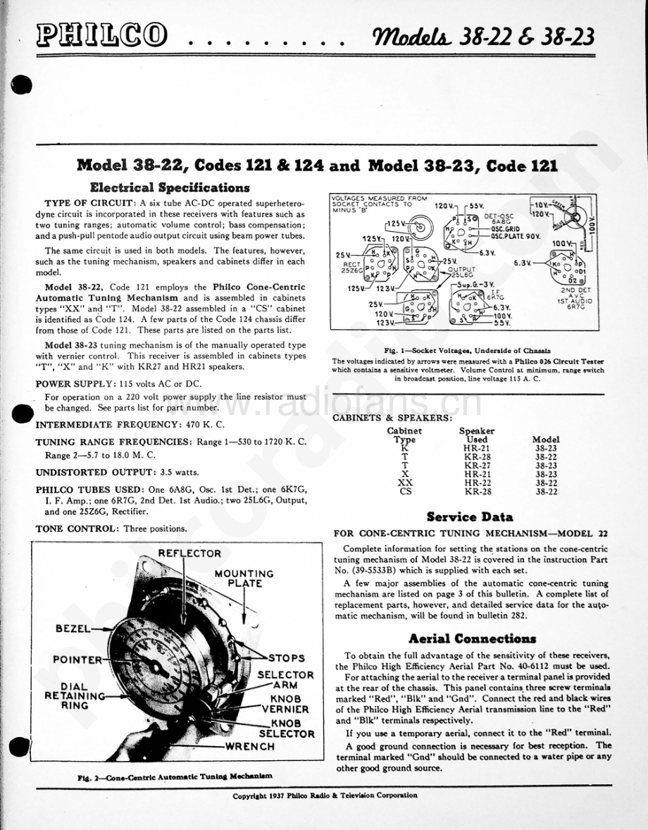 philco Models 38-22 & 38-23 维修电路原理图.pdf_第1页