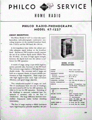 philco Model 47-1227维修电路原理图.pdf