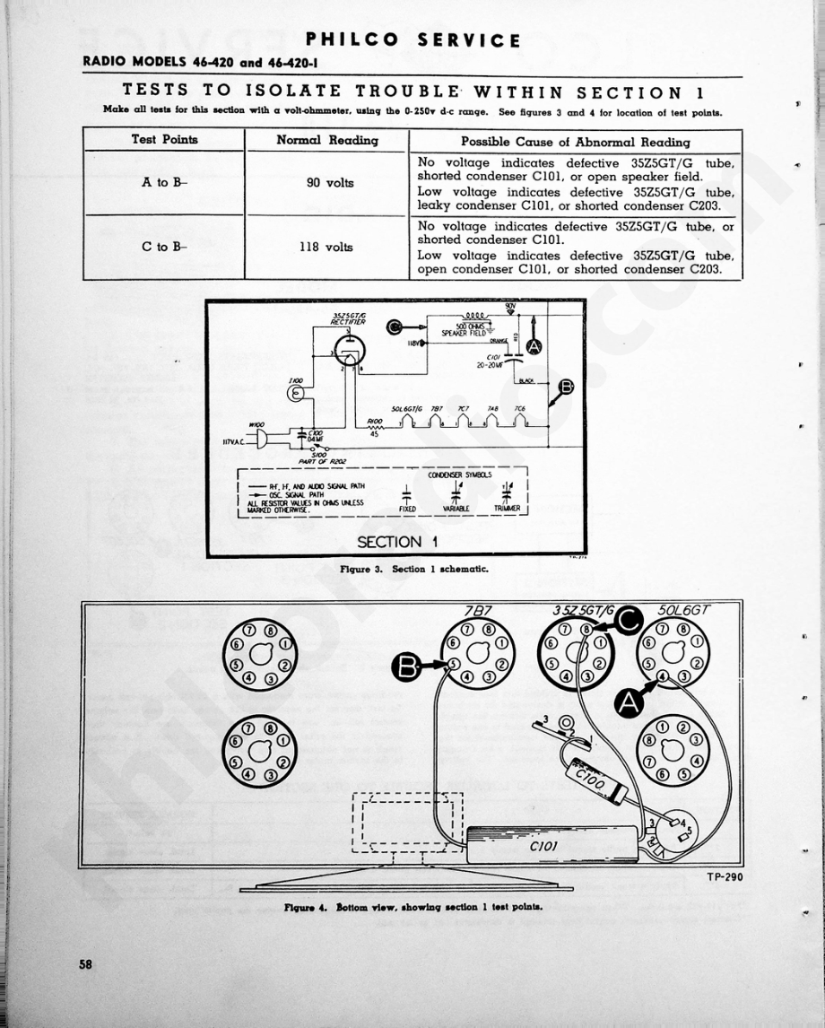 philco Model 46-420, 46-420-I维修电路原理图.pdf_第2页