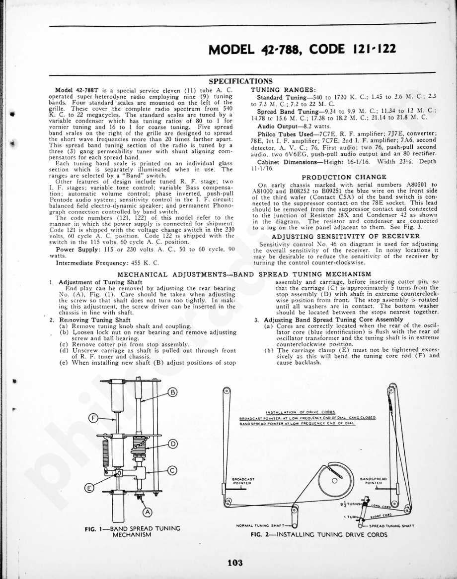 philco Model 42-788, Code 121-122 维修电路原理图.pdf_第1页