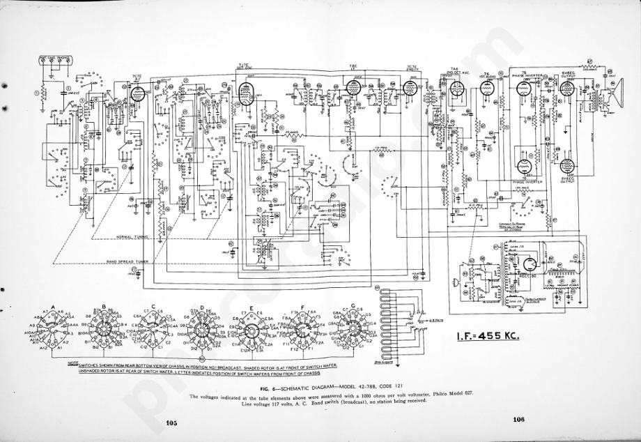 philco Model 42-788, Code 121-122 维修电路原理图.pdf_第3页