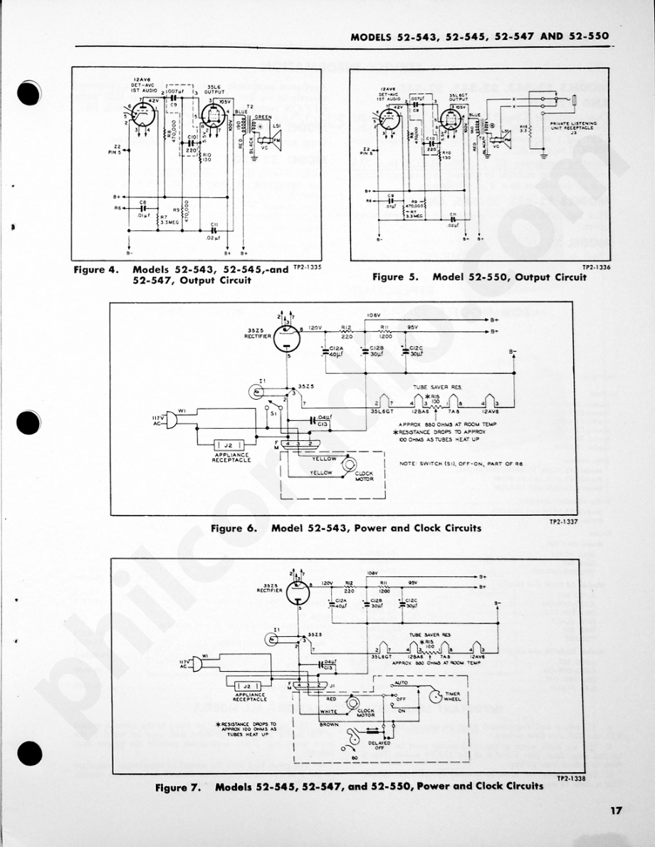 Philco Radio-Clock Models 52-543, 52-545, 52-547 and 52-550维修电路原理图.pdf_第3页